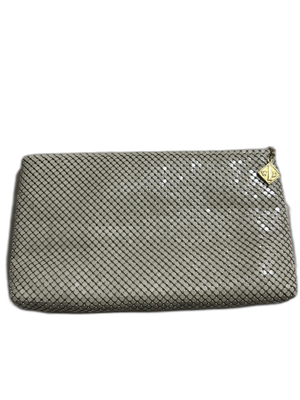 Vintage Whiting & Davis White Enamel Mesh Clutch Evening Bag